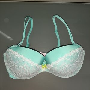Victorias Secret blue padded demi lace 34D